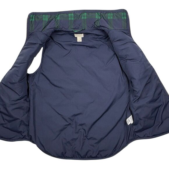 J.Crew Excursion Quilted Down Vest Blackwatch Plaid Holiday Puffer Gold Zip XS - Picture 9 of 14